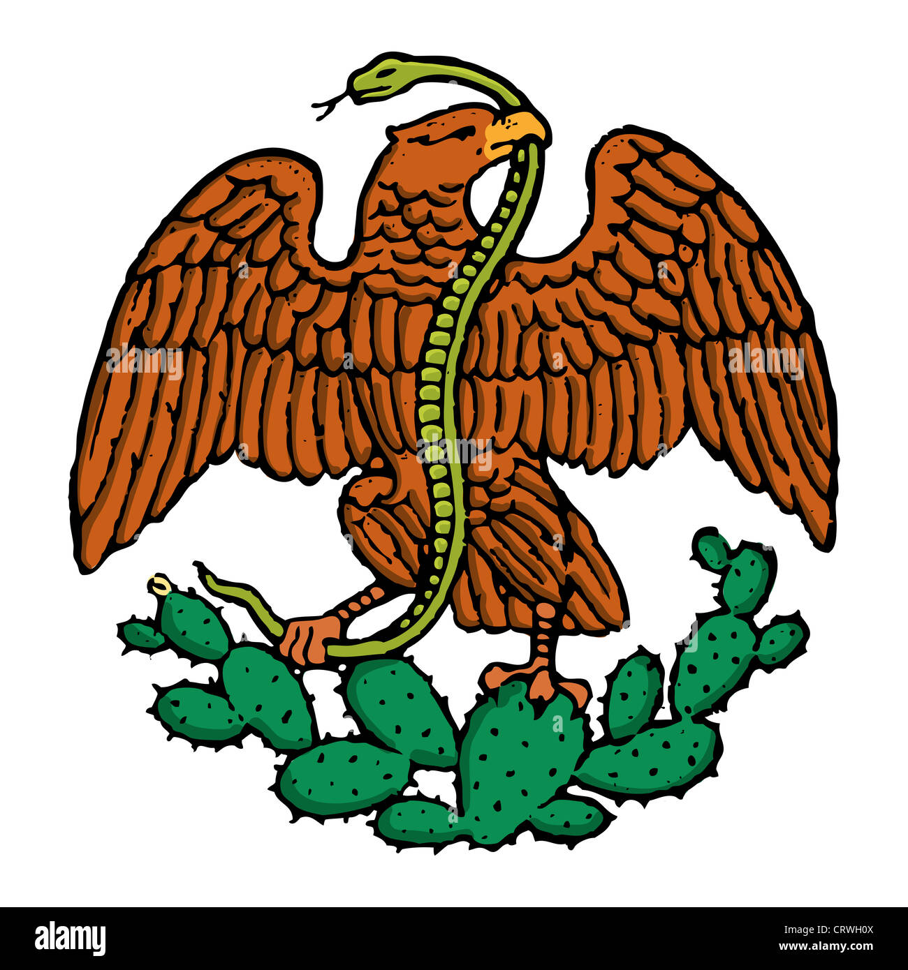 Farbe, Adler und Schlange aus mexikanischen Flagge Stockfoto