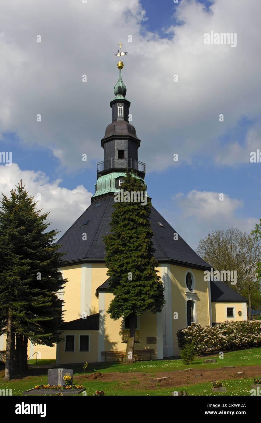 Runde Kirche Seiffen, Sachsen, Deutschland Stockfoto