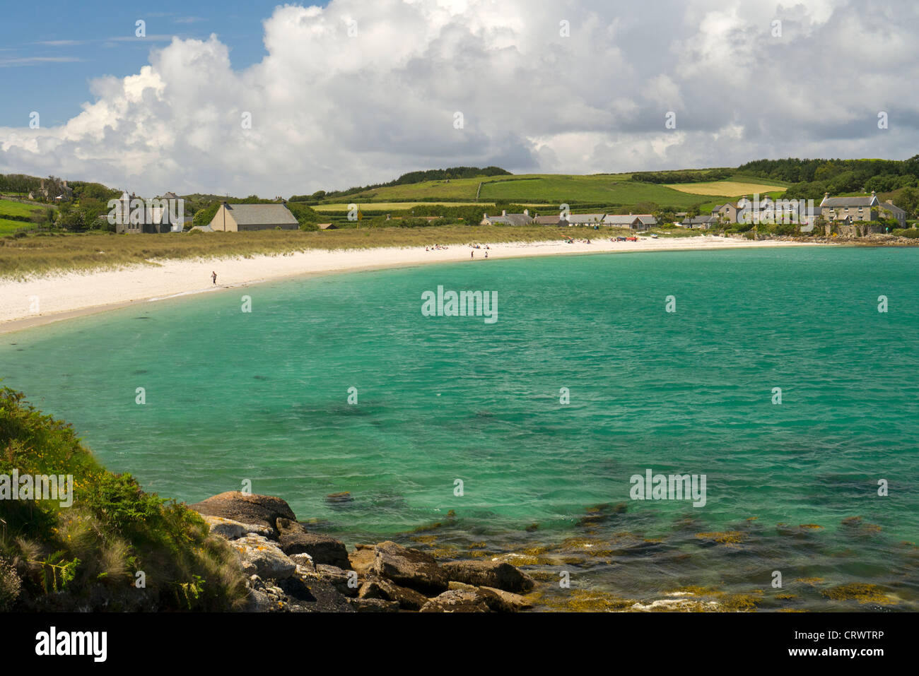 Grüne Porth Strand, Tresco, Isles of Scilly. Stockfoto