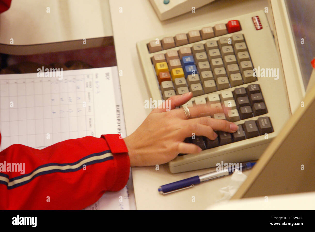 Symbol-Foto-Tastatur an der Börse von Hong Kong Stockfoto