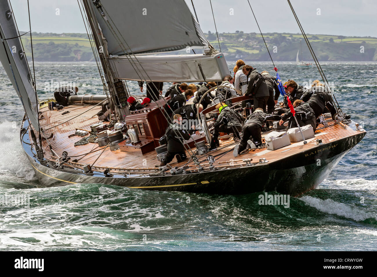 J-Klasse Boot Regenbogen Rennen in Falmouth UK 30.06.2012 Stockfoto