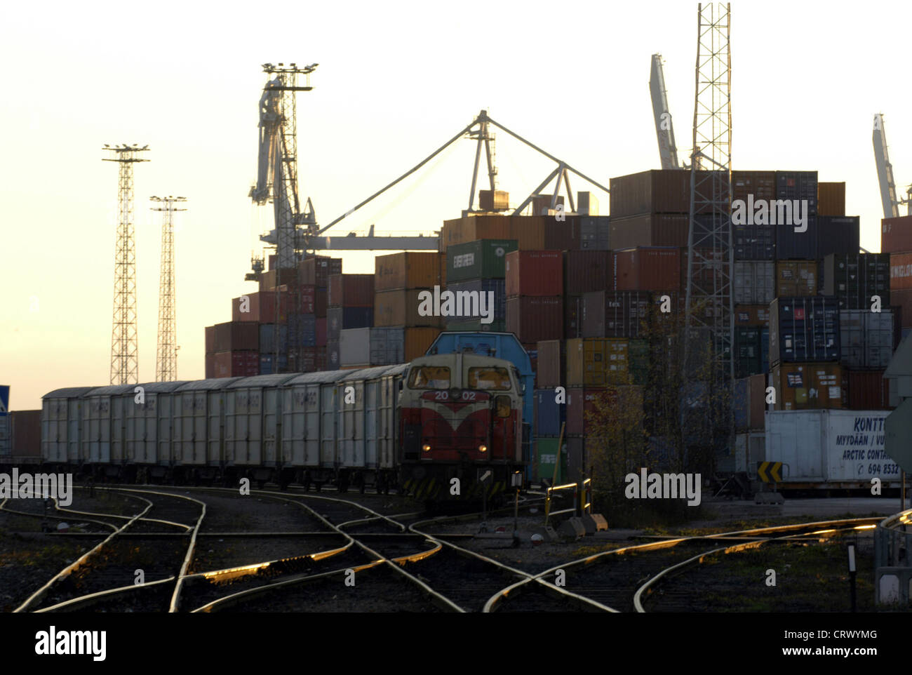 Container-Hafen Helsinki Stockfoto