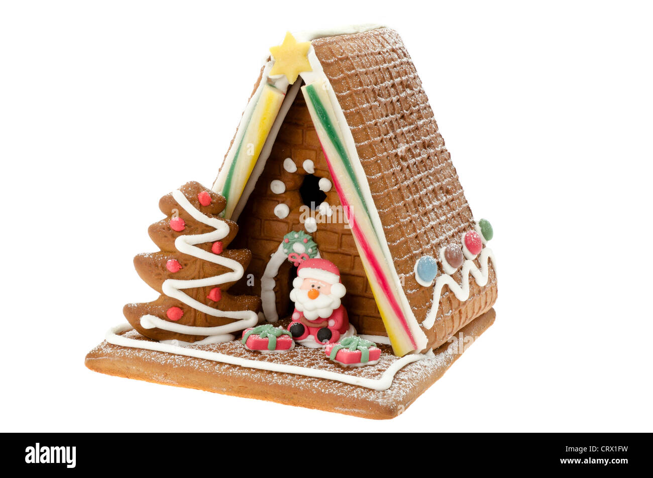 Dekorierte Weihnachten Lebkuchenhaus Stockfoto