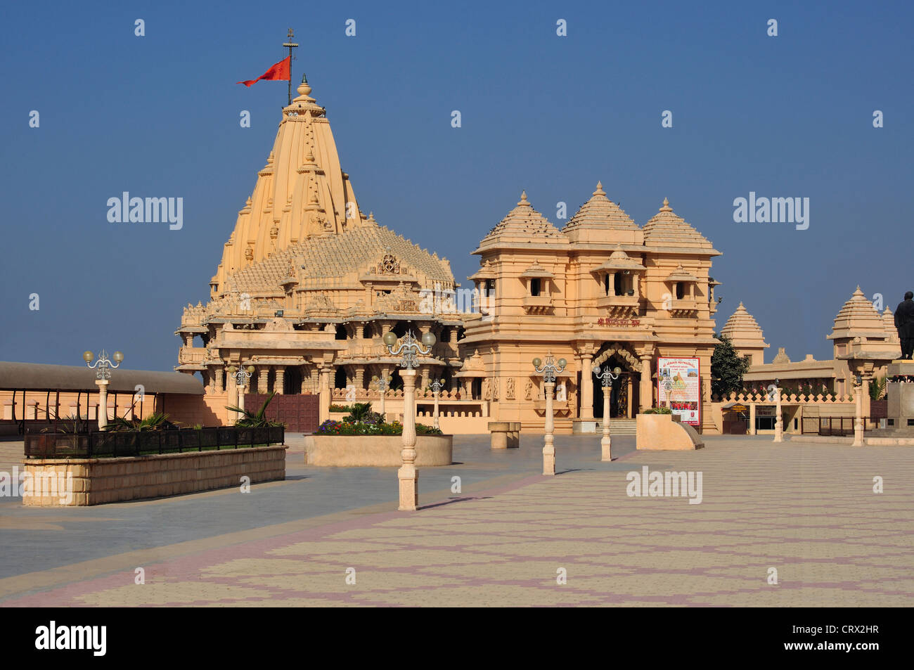 Somnath Tempelfassade, westliche Küste von Gujarat, Indien Stockfoto