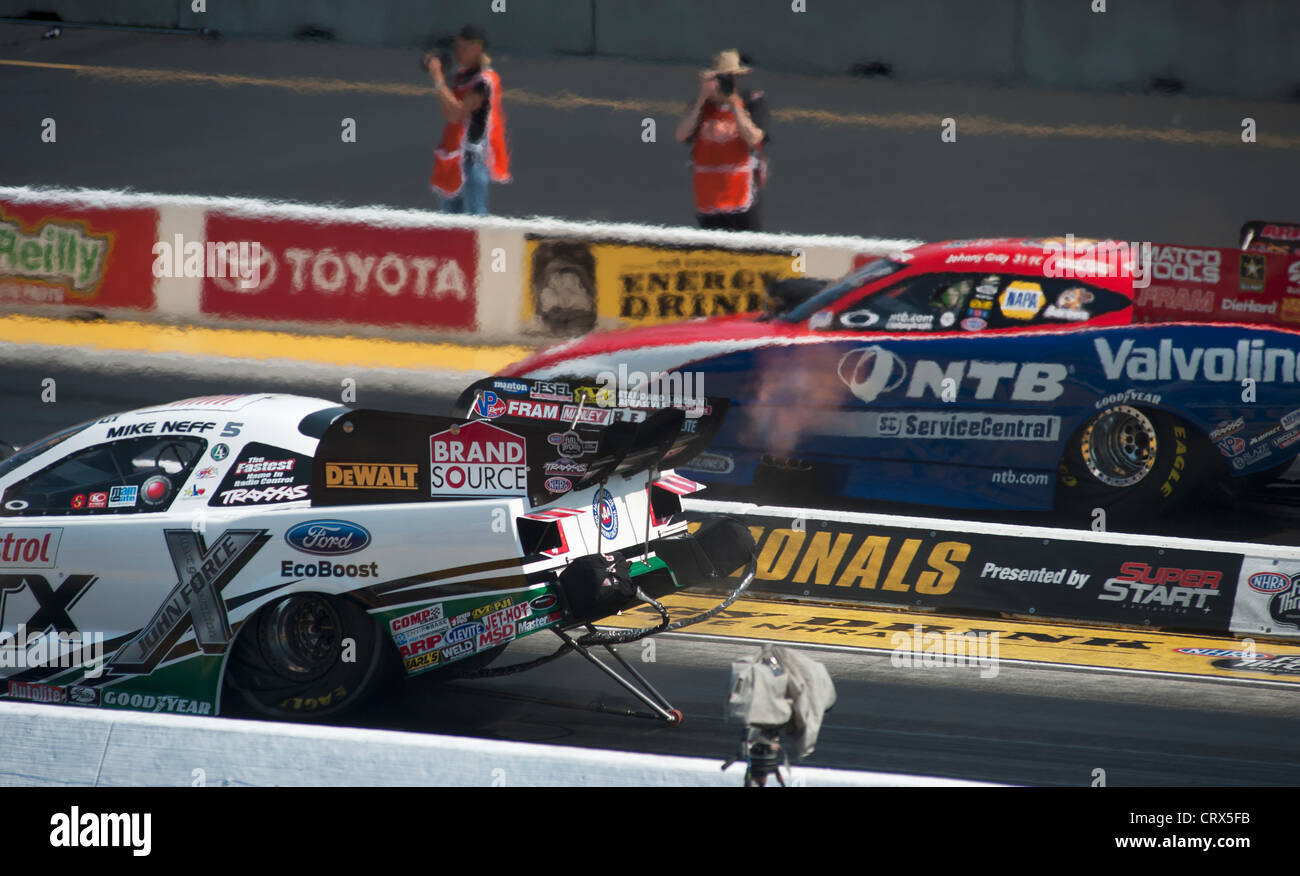 National Hot Rod Association Staatsangehörige auf dem Route 66 Raceway, Joliet, Illinois, USA Stockfoto