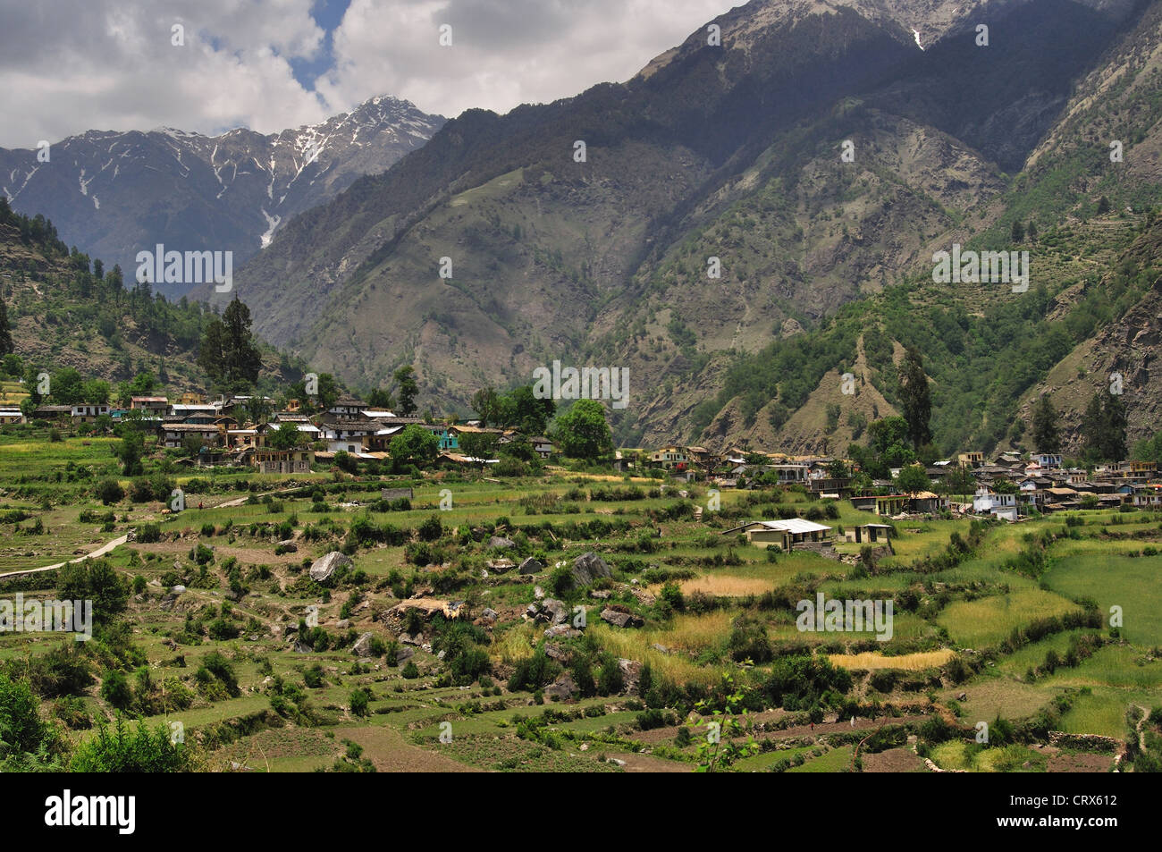 Urgam Dorf, Landschaft des Himalaya Dorf Stockfoto