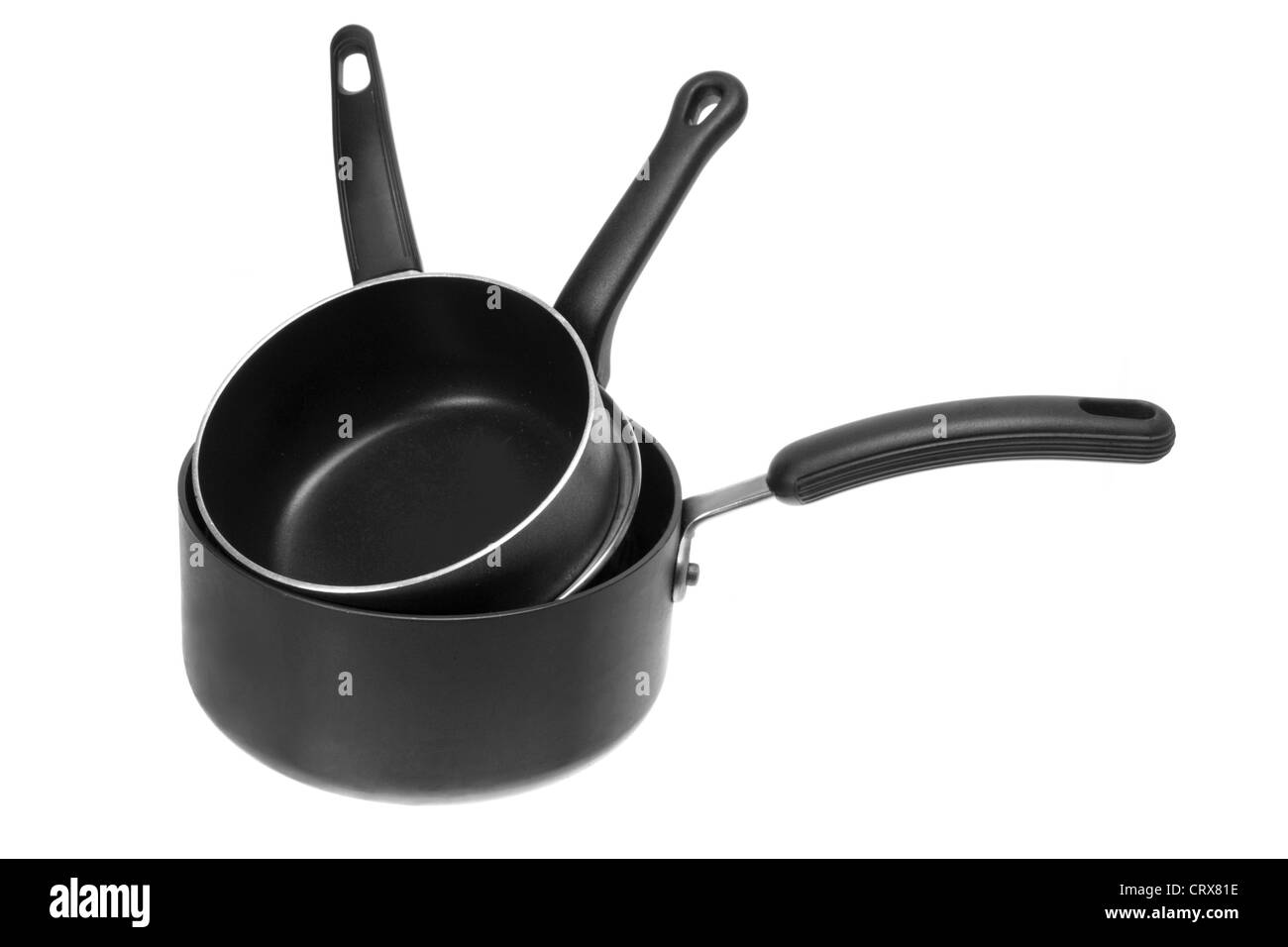 Stapel von Kochtöpfe Stockfoto