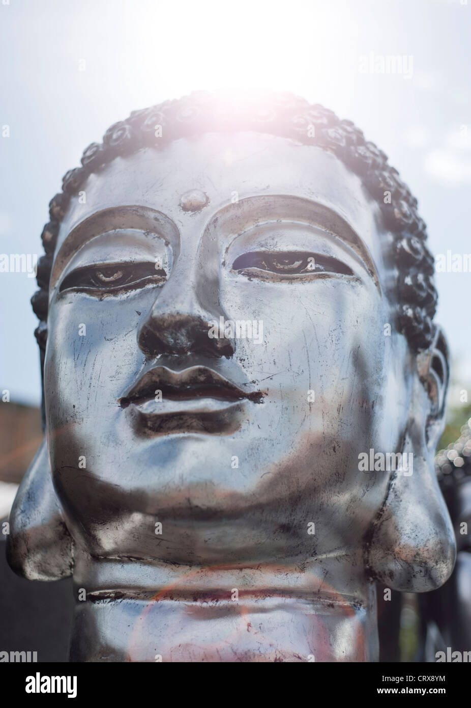 Buddha Kopf Silber Stockfoto