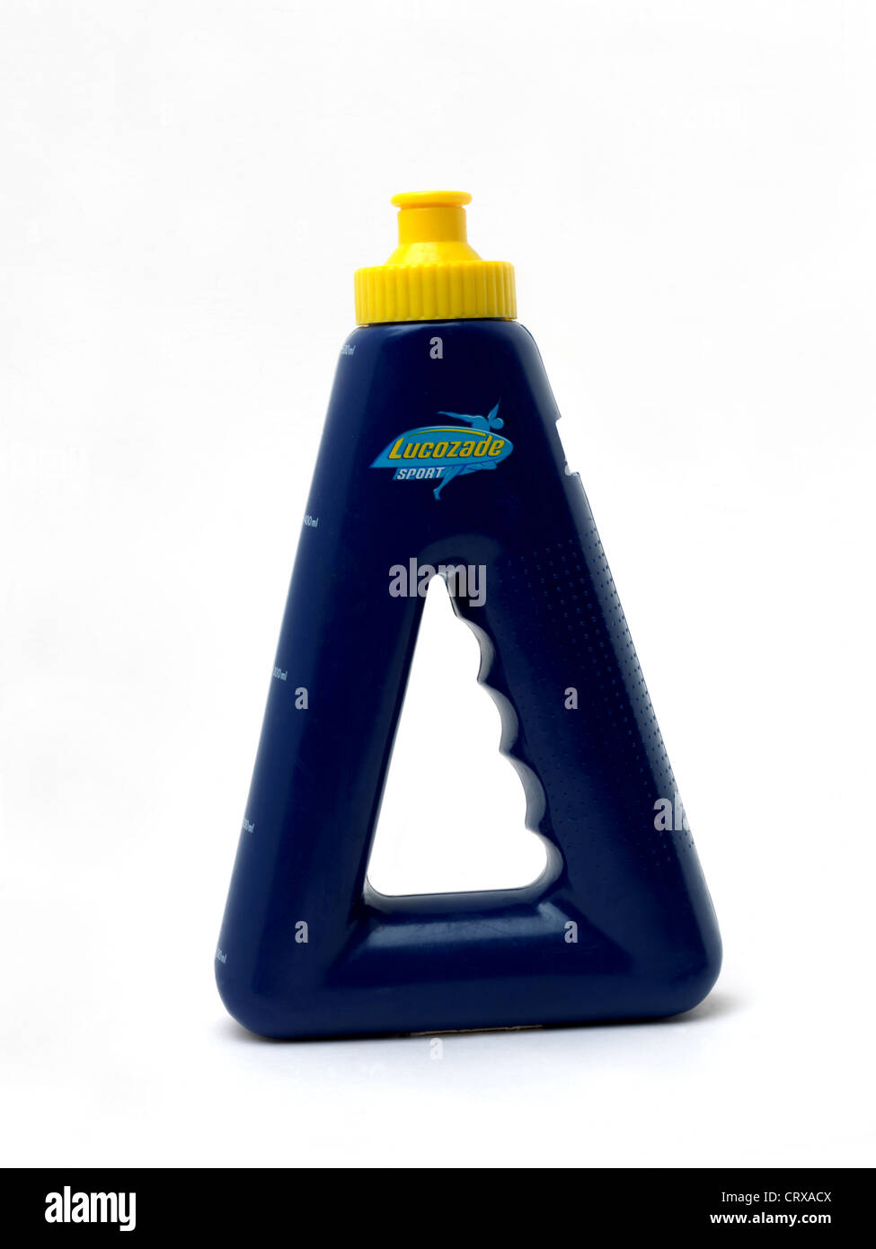 Dreieck Lucozade Flasche verwendet während des Laufens Stockfoto