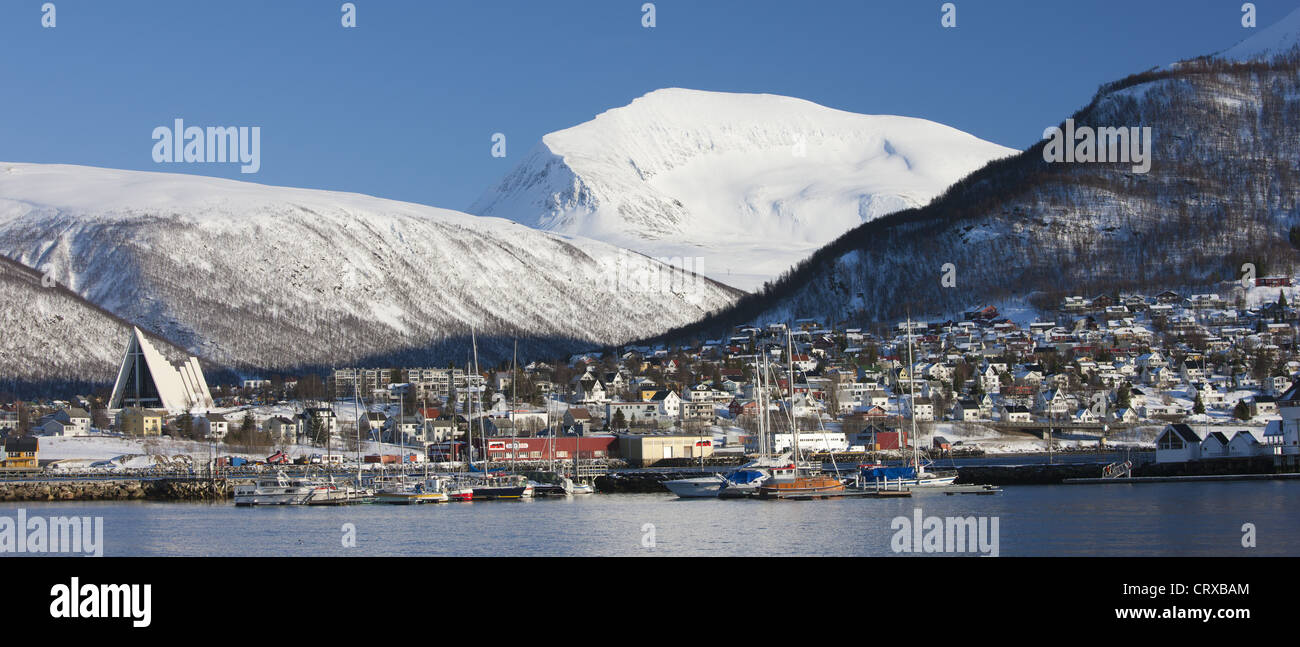 Die Eismeerkathedrale, lutherischen Christen als tromsdalen Kirche bekannt, baute der Architekt 1965 Jan inge hovig in Tromsø, Norwegen Stockfoto