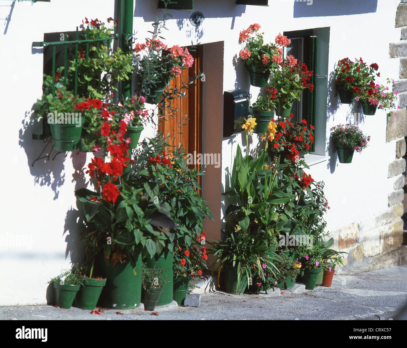 Kleines Häuschen in Fischer Viertel, Hondarribia, Provinz Gipuzkoa Pais Vasco, Spanien Stockfoto