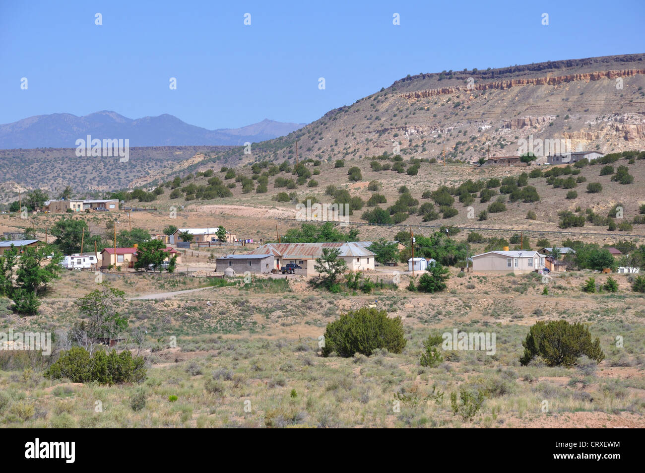 Häuser in Native Indian Reservation, New Mexico, USA Stockfotografie 