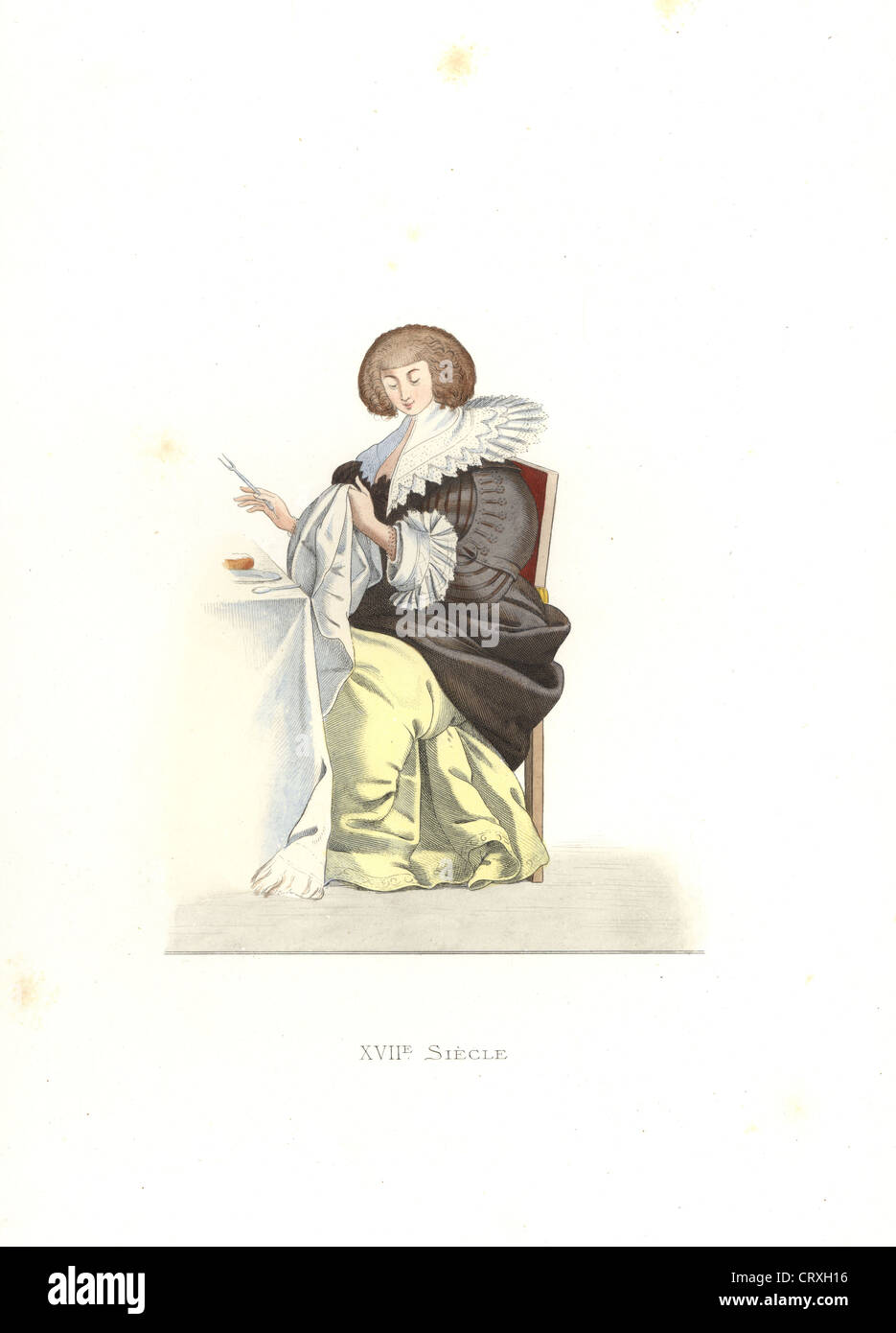 Frau von Frankreich, 16. Jahrhundert, aus einem Kupferstich von Abraham Bosse (1602-1676). Stockfoto