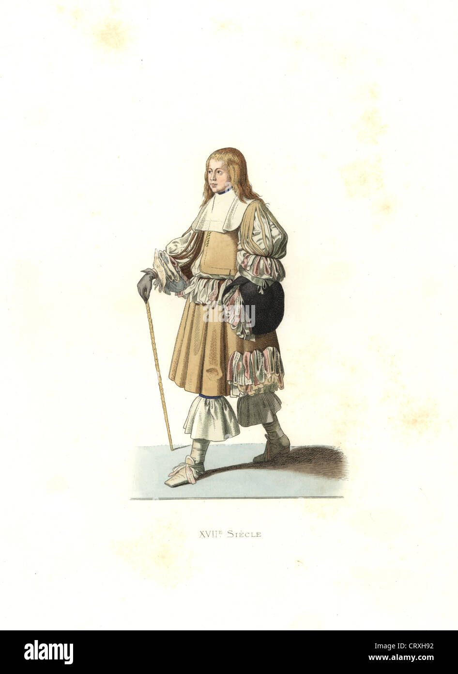 Heranwachsenden von Holland, 17. Jahrhundert, aus einem Gemälde von Pierre van Slingelandt im Louvre. Stockfoto