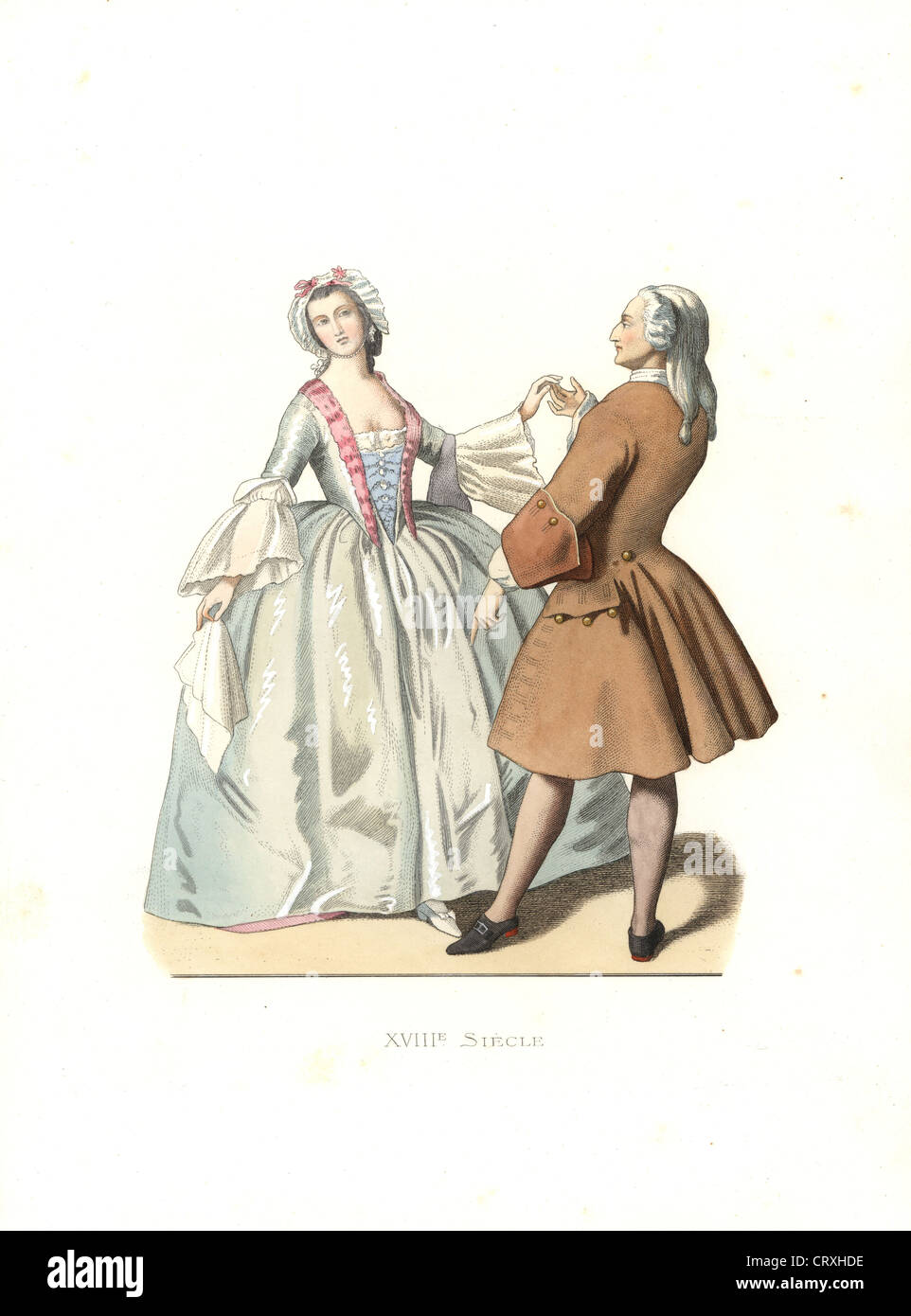 Tanzen Sie Meister und jungen venezianischen Frau, 18. Jahrhundert, Italien. Aus einem Gemälde "The Dancing Lesson" von Pietro Longhi, ca. 1741. Stockfoto