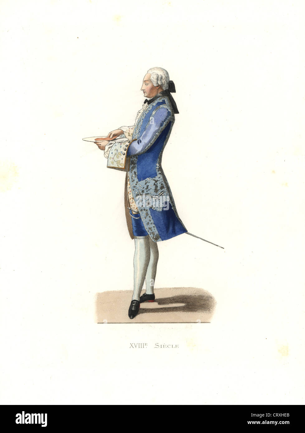 Charles Rosalie de Rohan-Chabot, Graf von Jarnac, Frankreich, 18. Jahrhundert, aus einem Gemälde von Olivier mit englischem Tee. Stockfoto