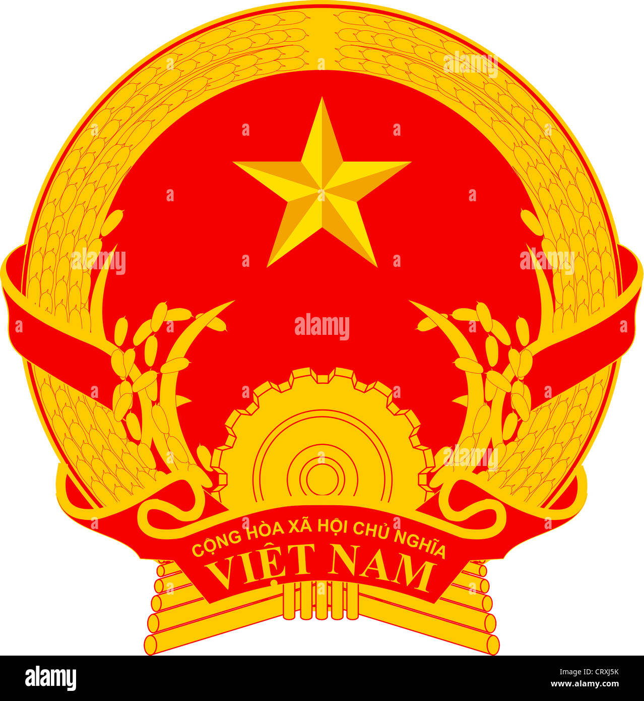 Staatswappen der Sozialistischen Republik Vietnam. Stockfoto