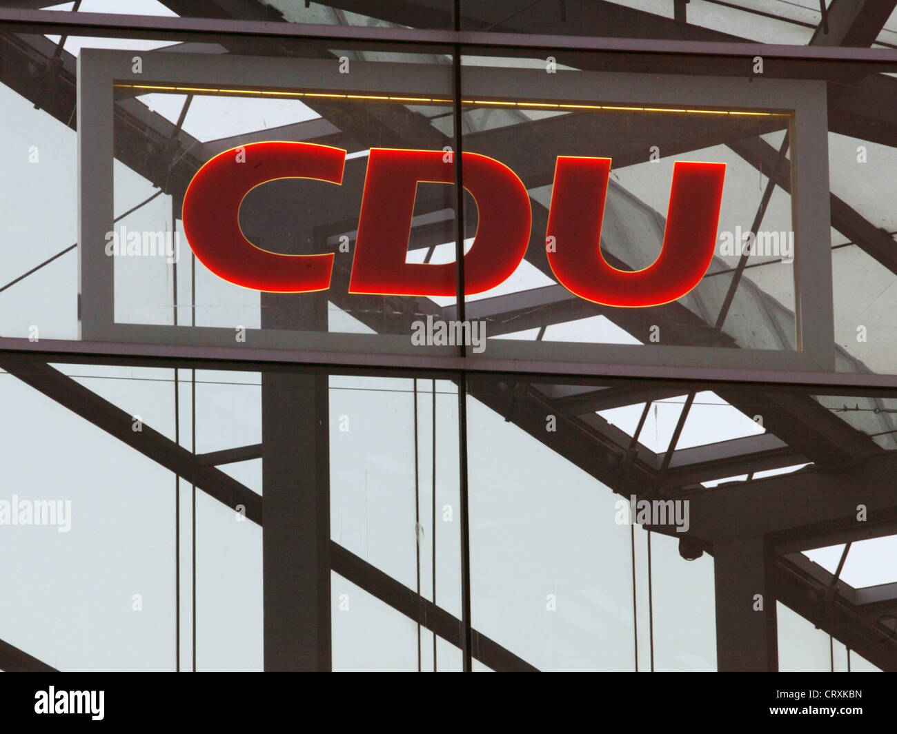 Das CDU-Logo auf der Bundesrepublik Zweig der CDU in Berlin Stockfoto