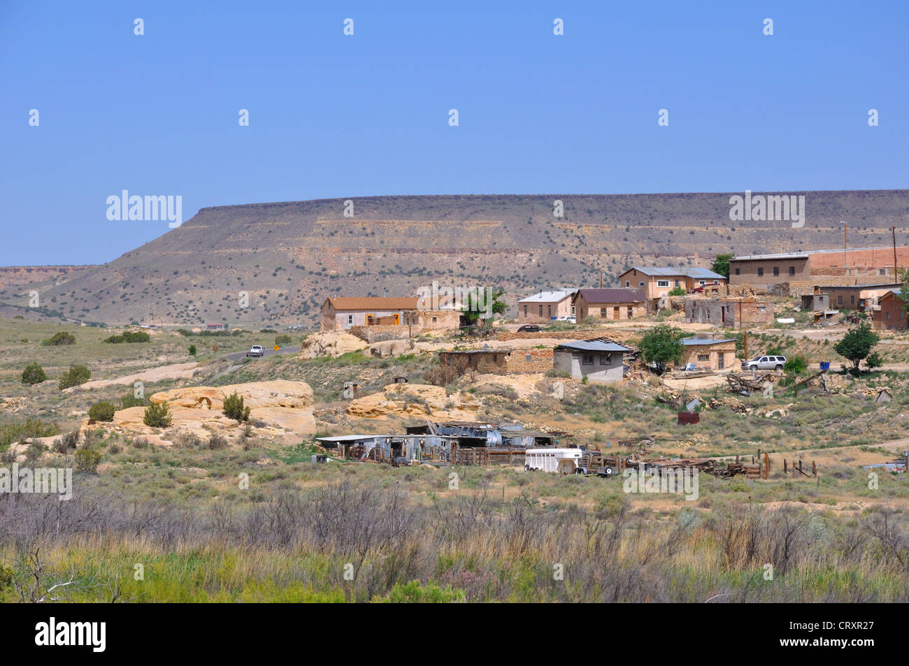 Häuser in Native Indian Reservation, New Mexico, USA Stockfotografie