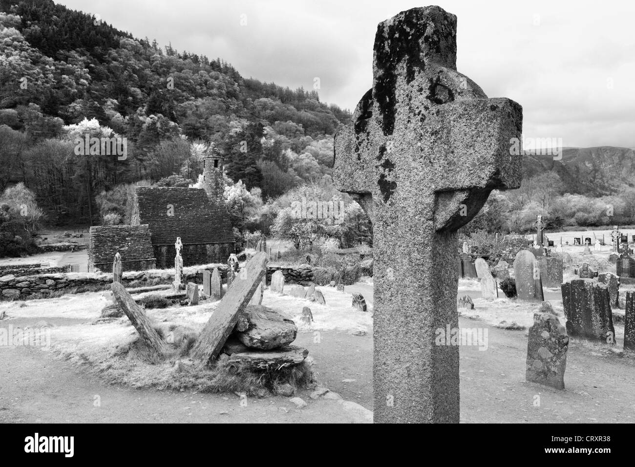 Irland, County Wicklow, Blick auf St. Kevins Kirche Stockfoto