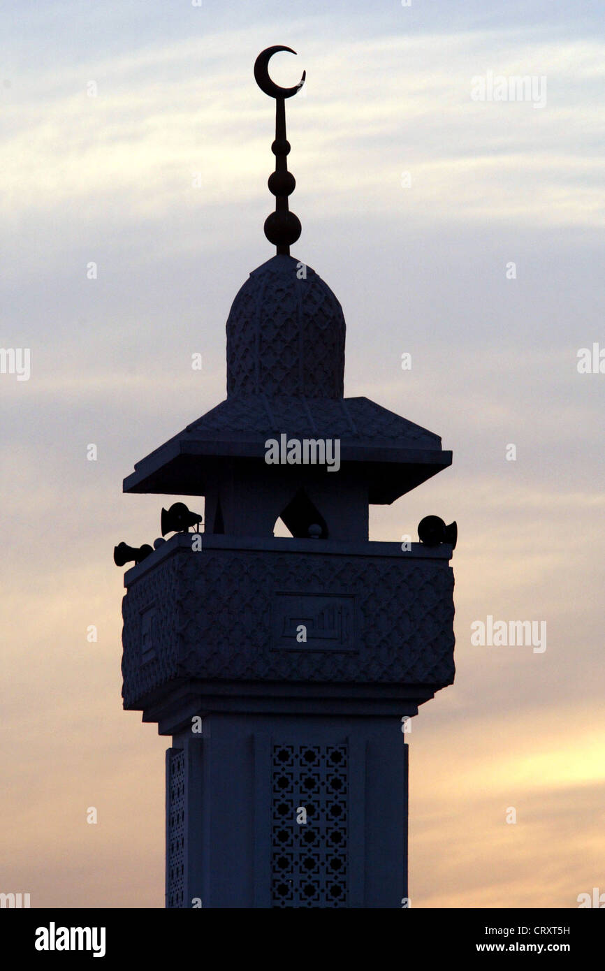 Minarett einer Moschee in Dubai Stockfoto