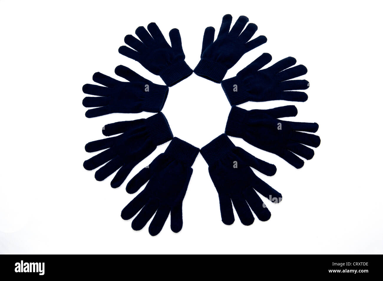Handschuhe im Kreis Stockfoto