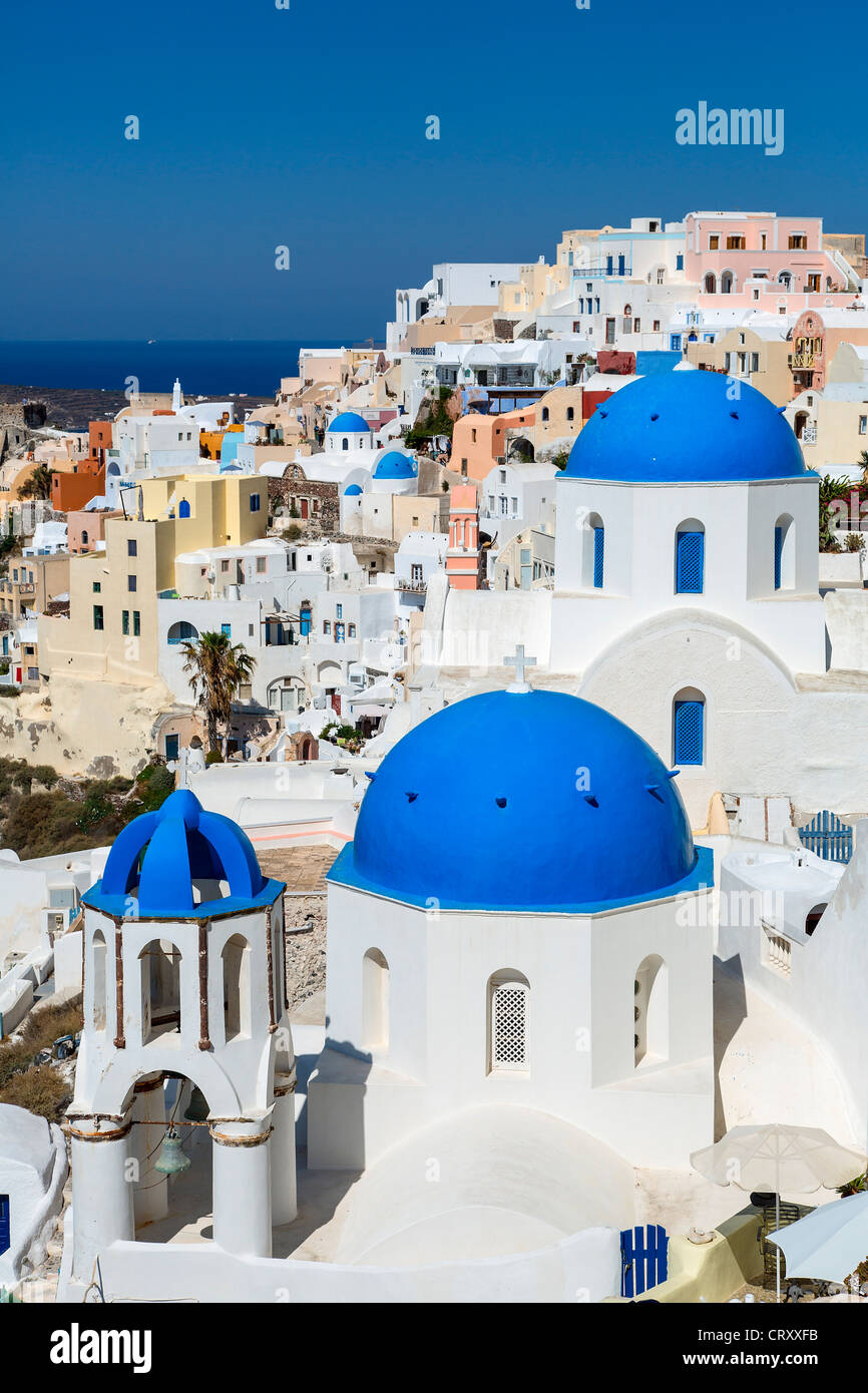 Griechenland Santorini Oia blaue Kuppel orthodoxe Kirche Stockfoto