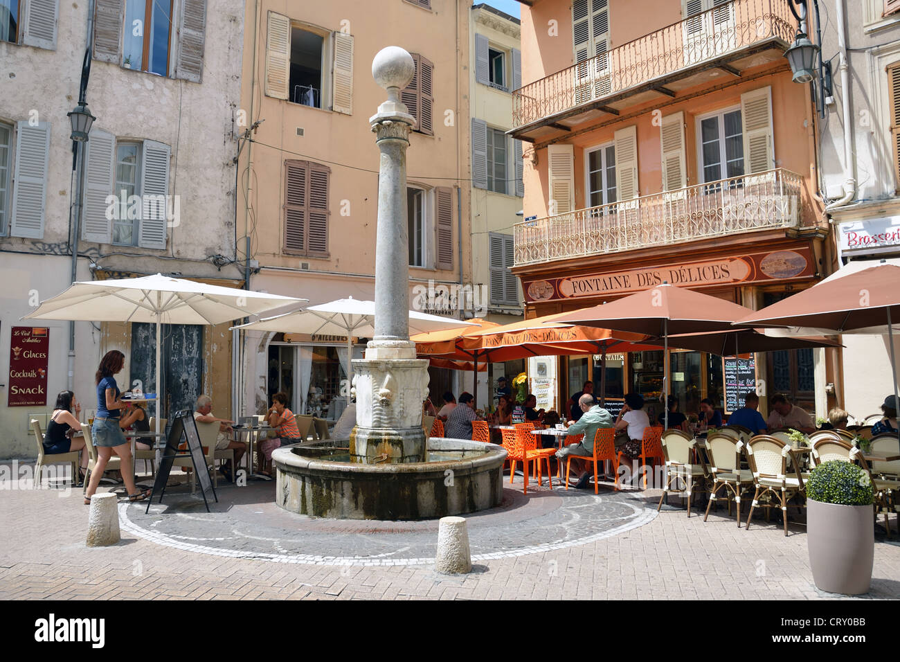 Fontaine Des Delices, Rue Georges Clémenceau, Antibes, Côte d ' Azur, Alpes-Maritimes, Provence-Alpes-Côte d ' Azur, Frankreich Stockfoto