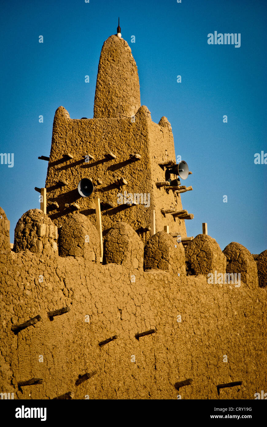 Djingareyber Moschee, erbaut im Jahre 1325 des andalusischen Architekten und Dichter Abu Es Haq es Saheli, Timbuktu, Mali. Afrika. Stockfoto