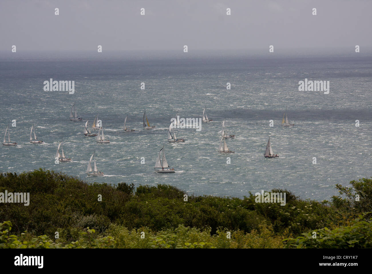 Rundung der Halbzeit des Rennens 2012 Round the Island Stockfoto