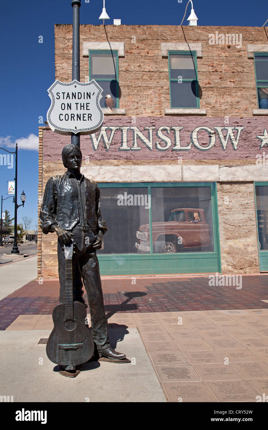 Standin' an der Ecke Park in Winslow Arizona ist eine Hommage an Jackson Browne und Glenn Frey Song "Take it Easy" Stockfoto