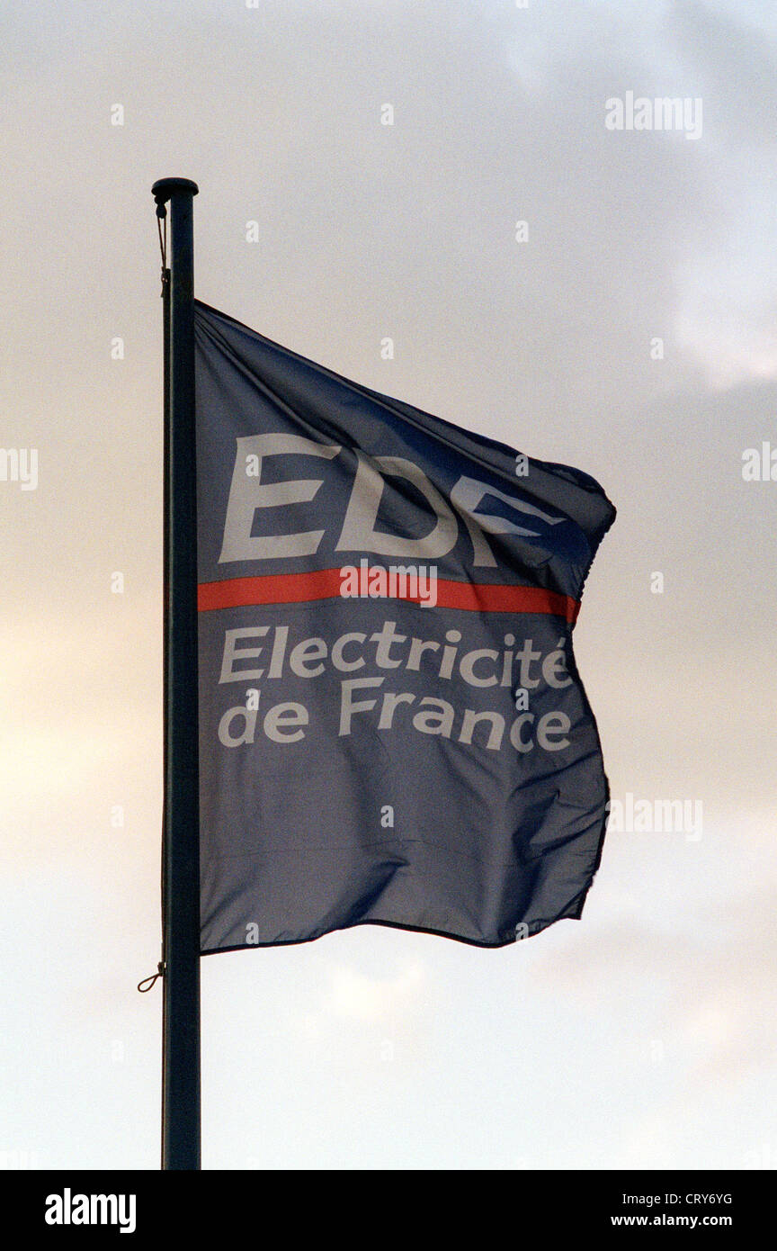 Flagge mit EdF-logo Stockfoto