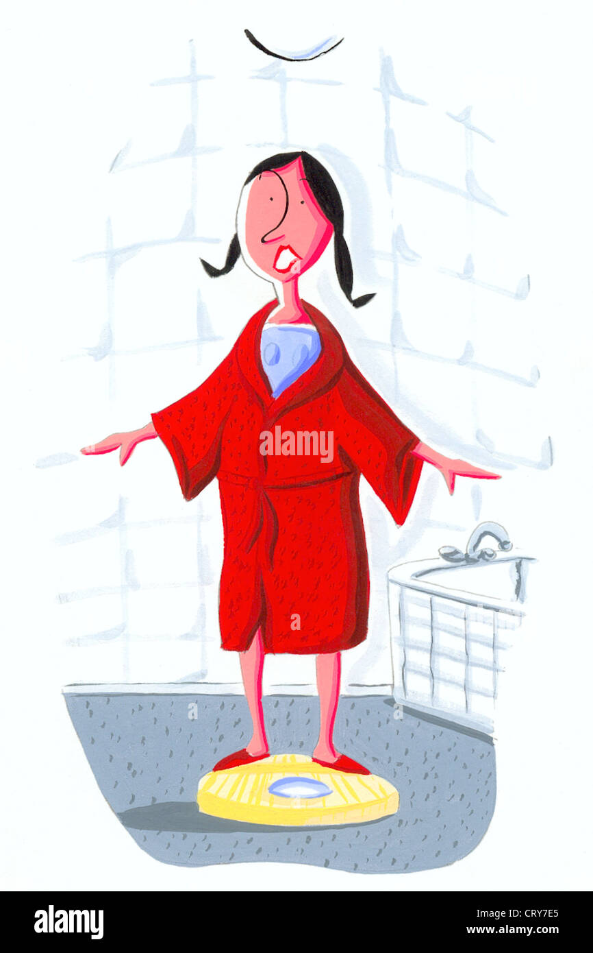 GEWICHT, FRAU Stockfoto