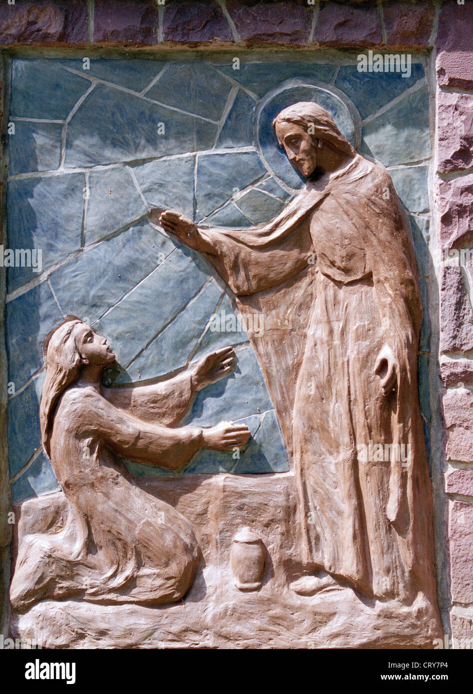 Keramik Relief mit der Darstellung von Christus Stockfoto