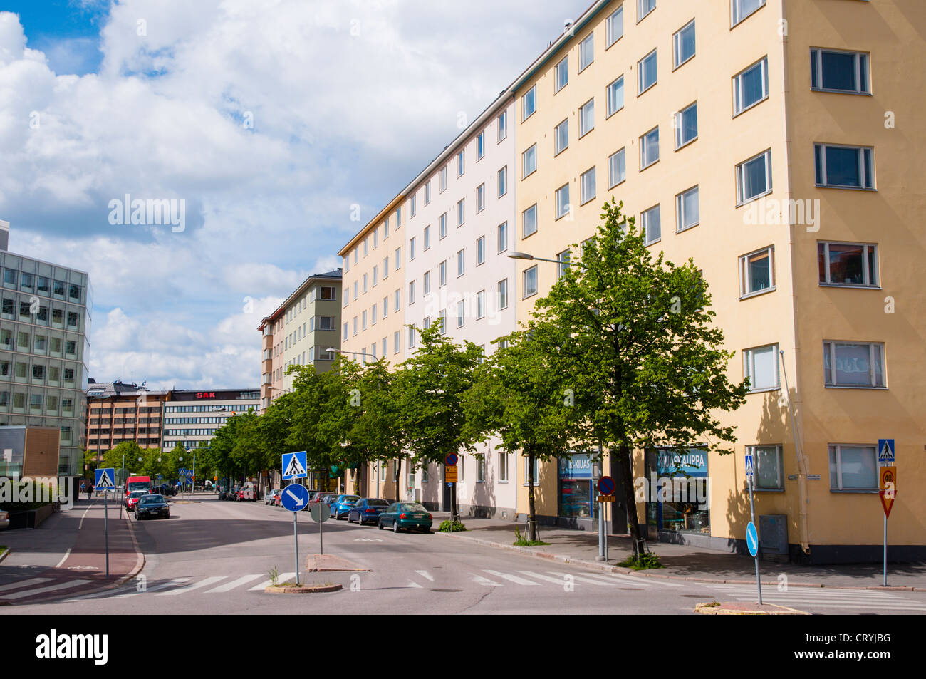 Wohnungsbau Hakaniemi Bezirk Mitteleuropa Helsinki Finnland Stockfoto