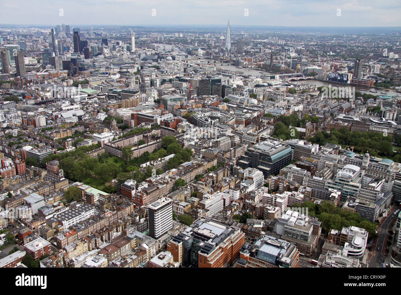 Luftaufnahme von Grays Inn Gärten, Theobalds Straßen- und Bedford Row London WC1 Stockfoto