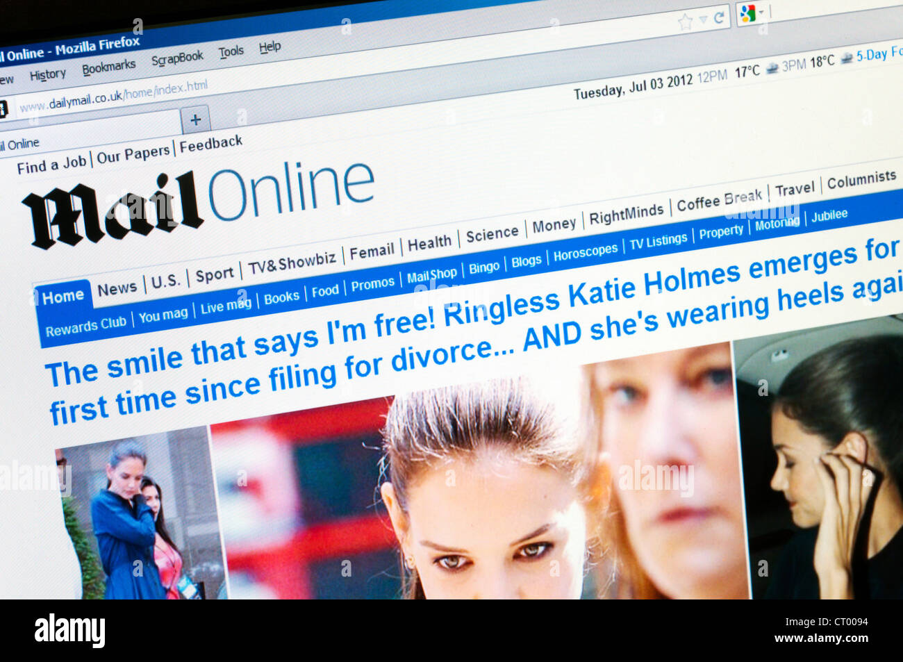 Homepage der Mail Online-Website. Stockfoto