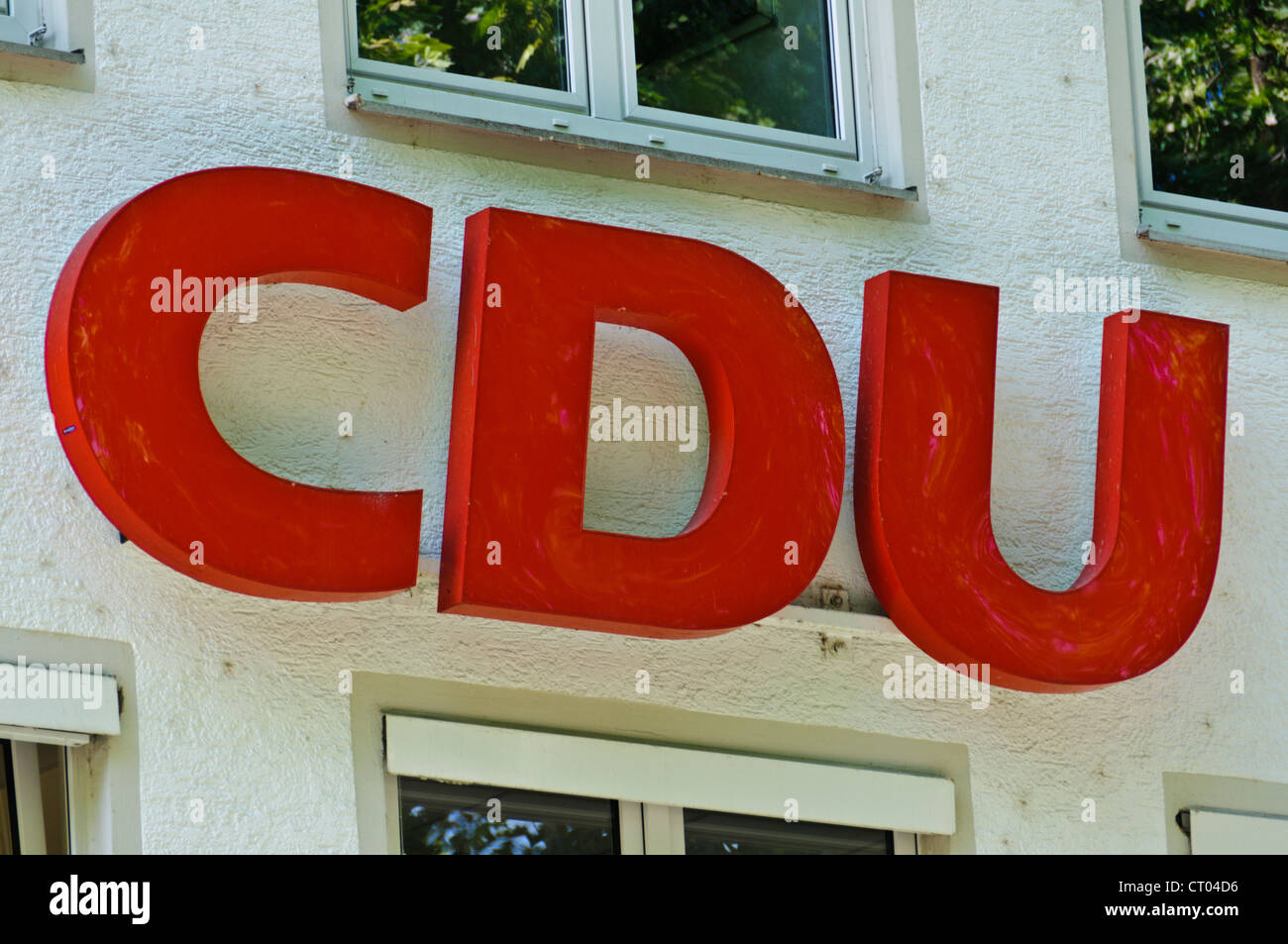 CDU "Wurde Volkskammerwahlen Union" "Christlich demokratische Union" deutsche konservative Partei Schild an der Hausfassade - Heilbronn Stockfoto