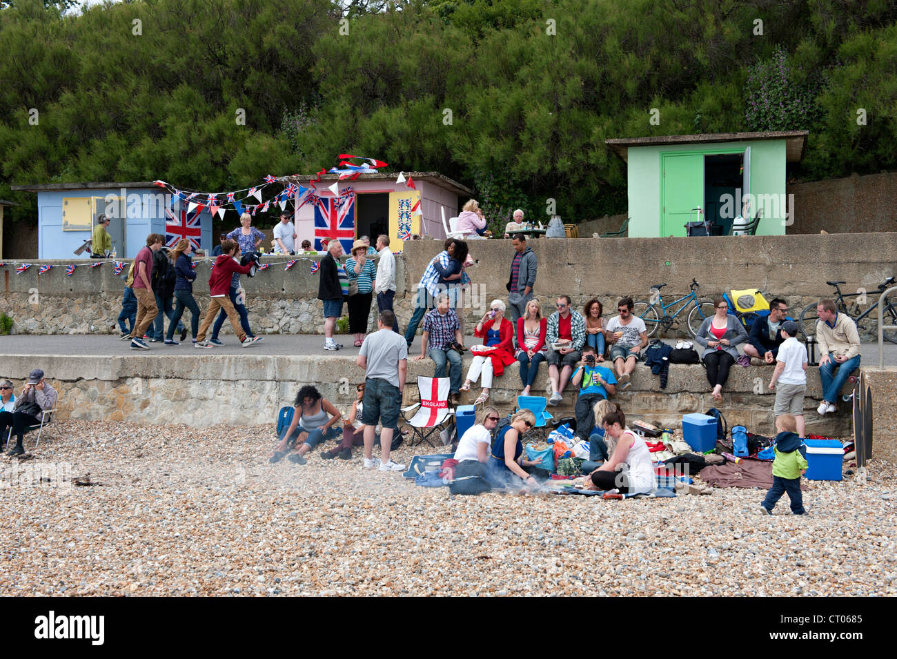 Ein diamantenes Jubiläum Strand vorne fest. Stockfoto