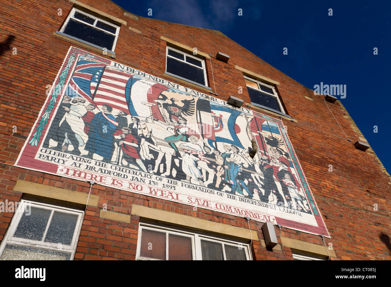 Wandgemälde im kleinen Deutschland Bradford Commerating die Gründung von The Independent Labour Party in der Stadt, im Jahre 1893. Stockfoto