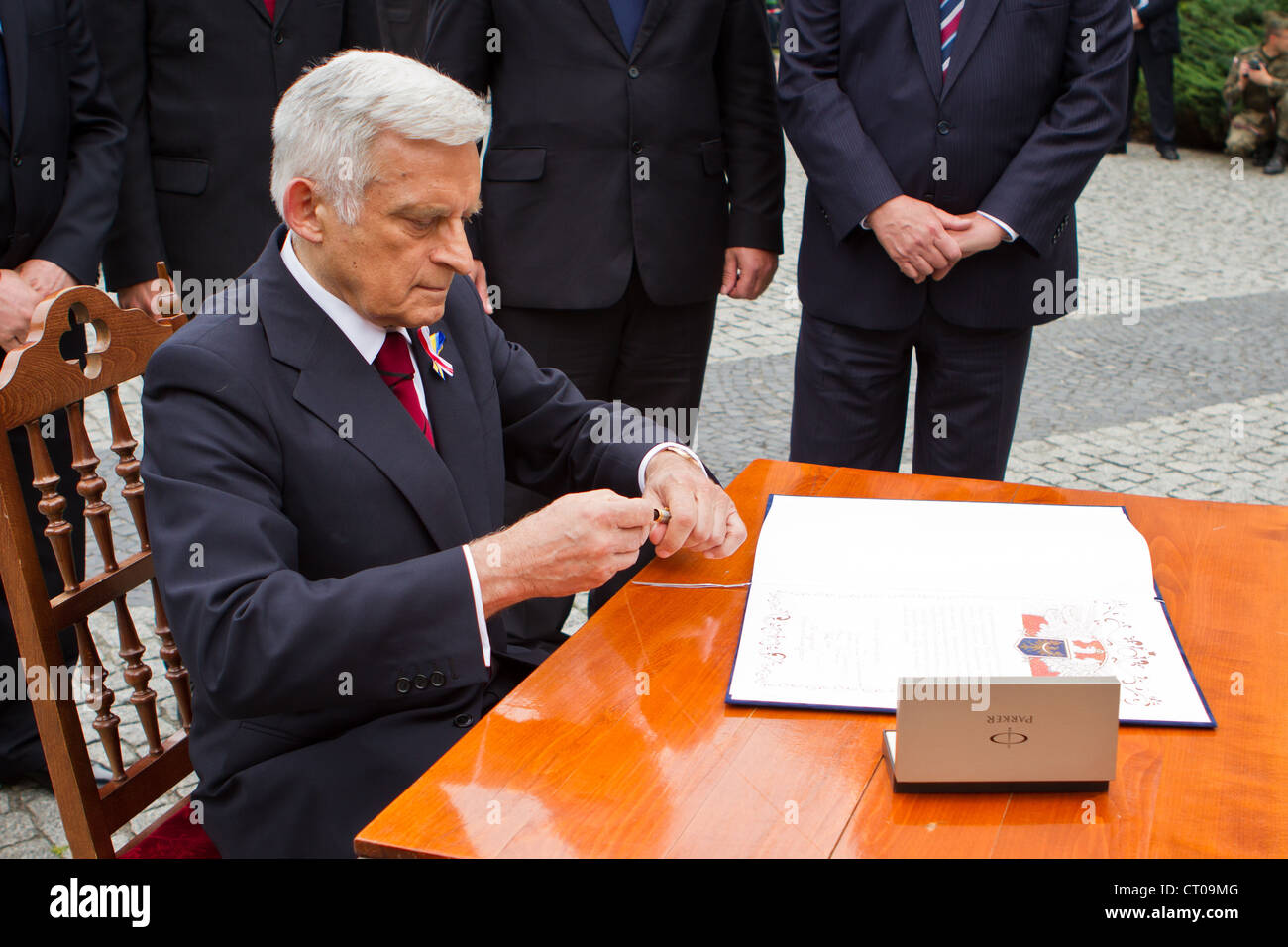 Jerzy Buzek - polnischer Politiker (2009-2012 Präsident des Europäischen Parlaments). Stockfoto