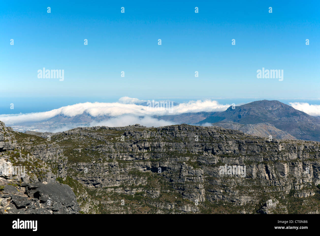 Blick über Table Mountain National Park vom Tafelberg, Kapstadt, Südafrika Stockfoto