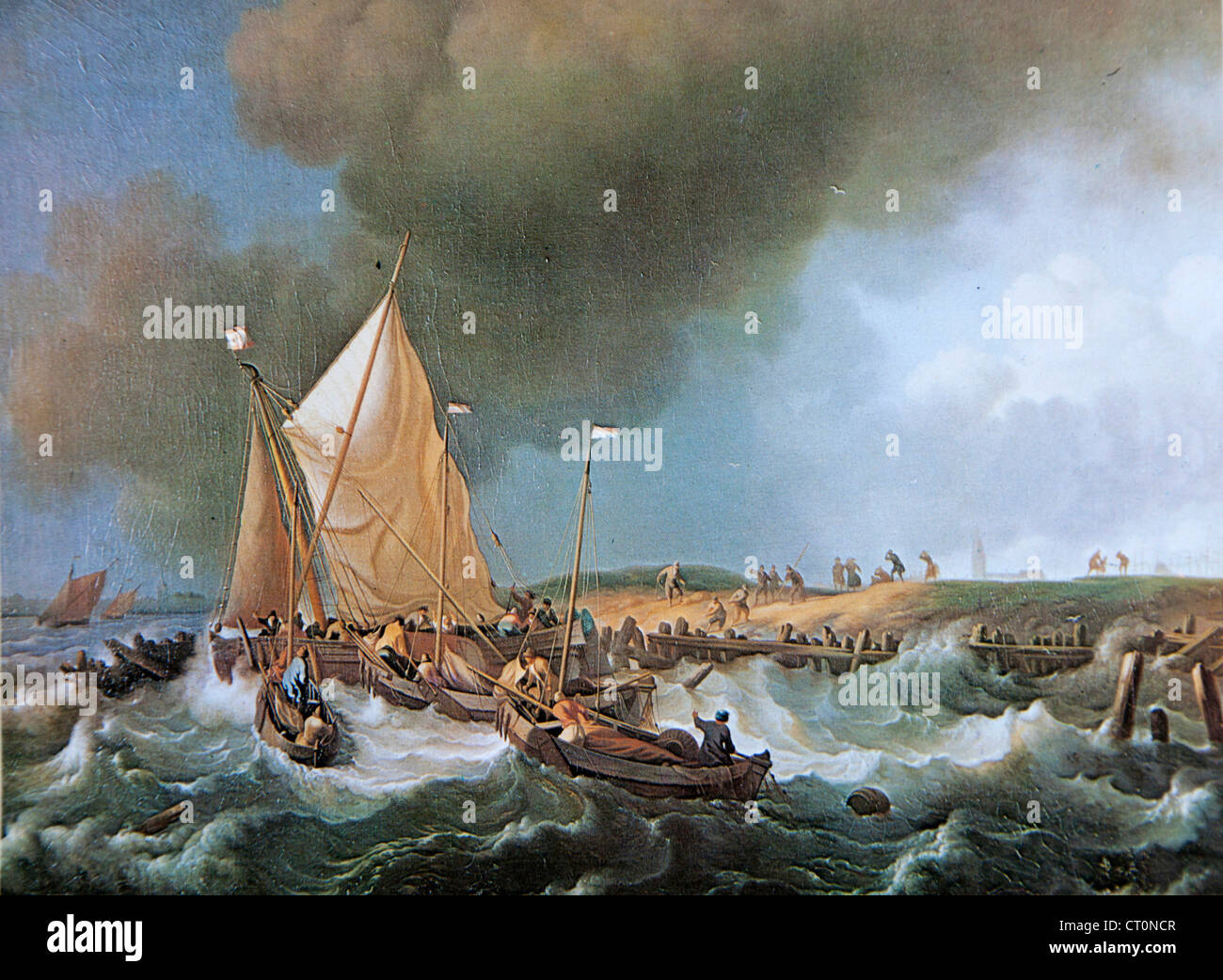 Seascape: Boote in einem Sturm, Ludolf Bakhuizen Stockfoto