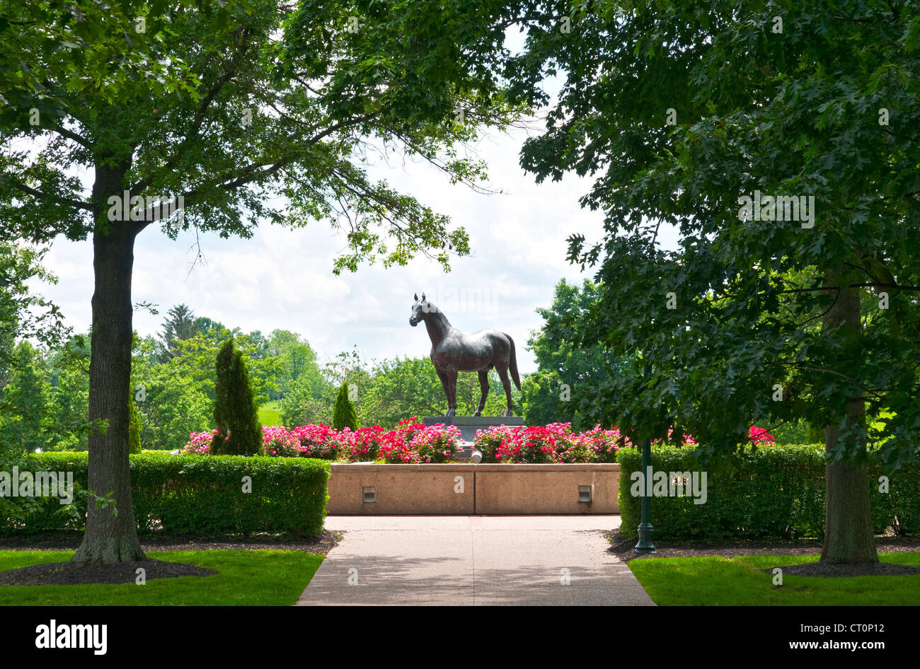 Kentucky, Lexington, Kentucky Horse Park, The National Horse Center, Bronzeskulptur der Mann o'War Stockfoto