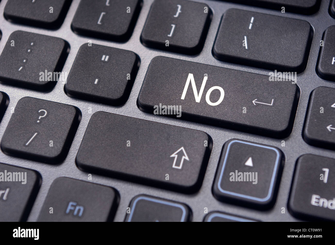 Geben Sie nicht auf Tastatur Schlüssel, Konzept nicht zustimmen. Stockfoto