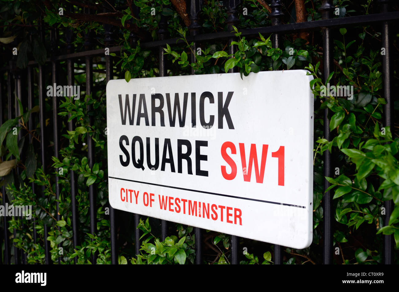 Warwick Square SW1 Straßenschild, Pimlico, London, UK Stockfoto