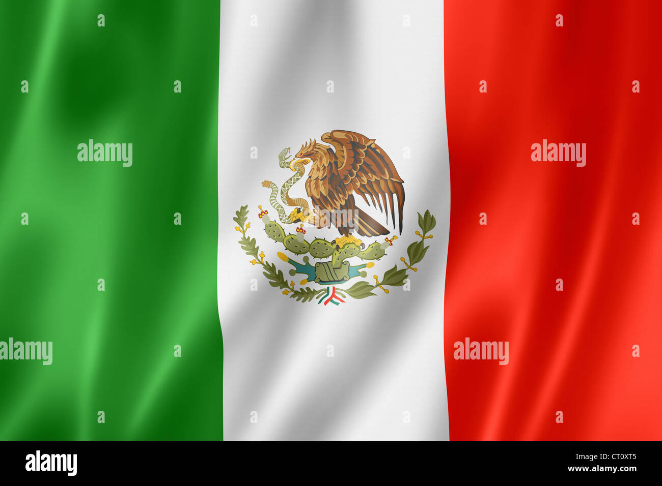 Mexiko-Flagge, dreidimensional zu rendern, seidige Textur Stockfoto