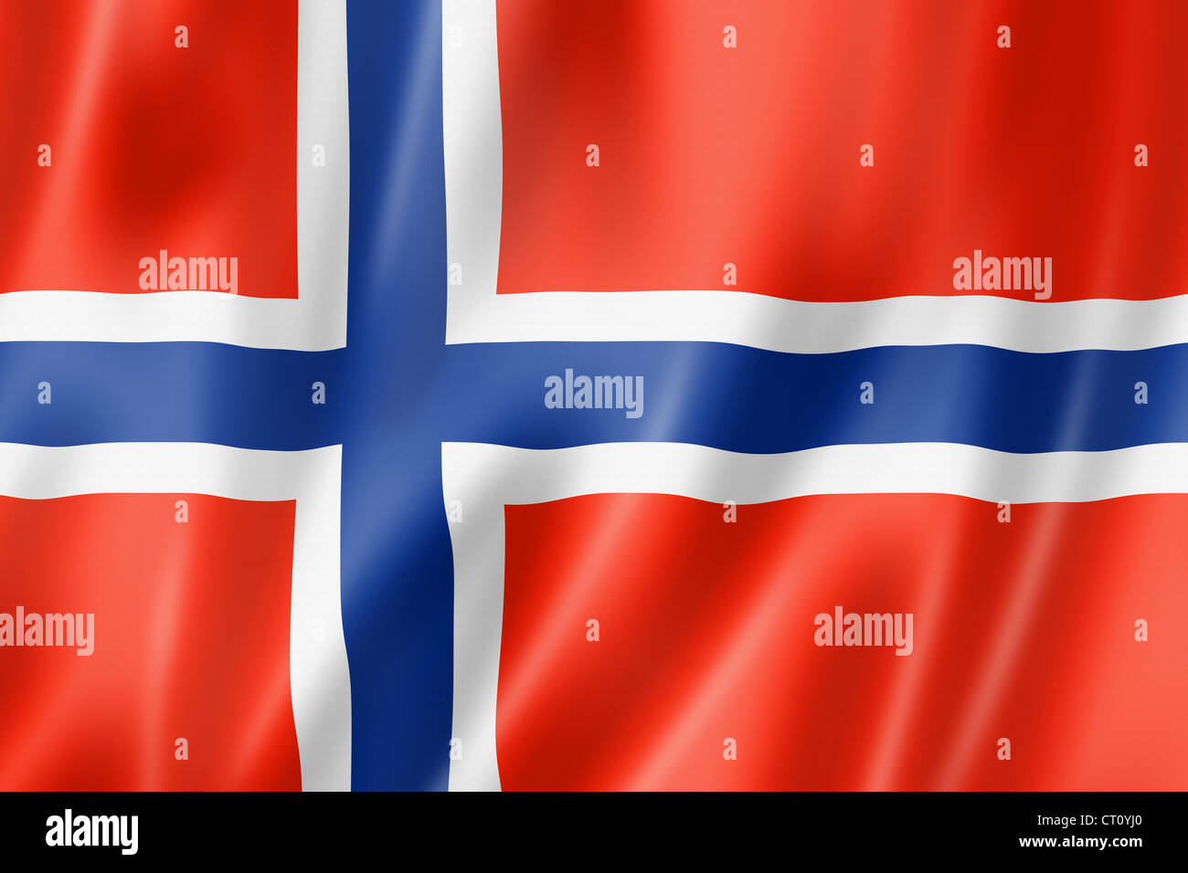 Norwegen Flagge, dreidimensional zu rendern, seidige Textur Stockfoto