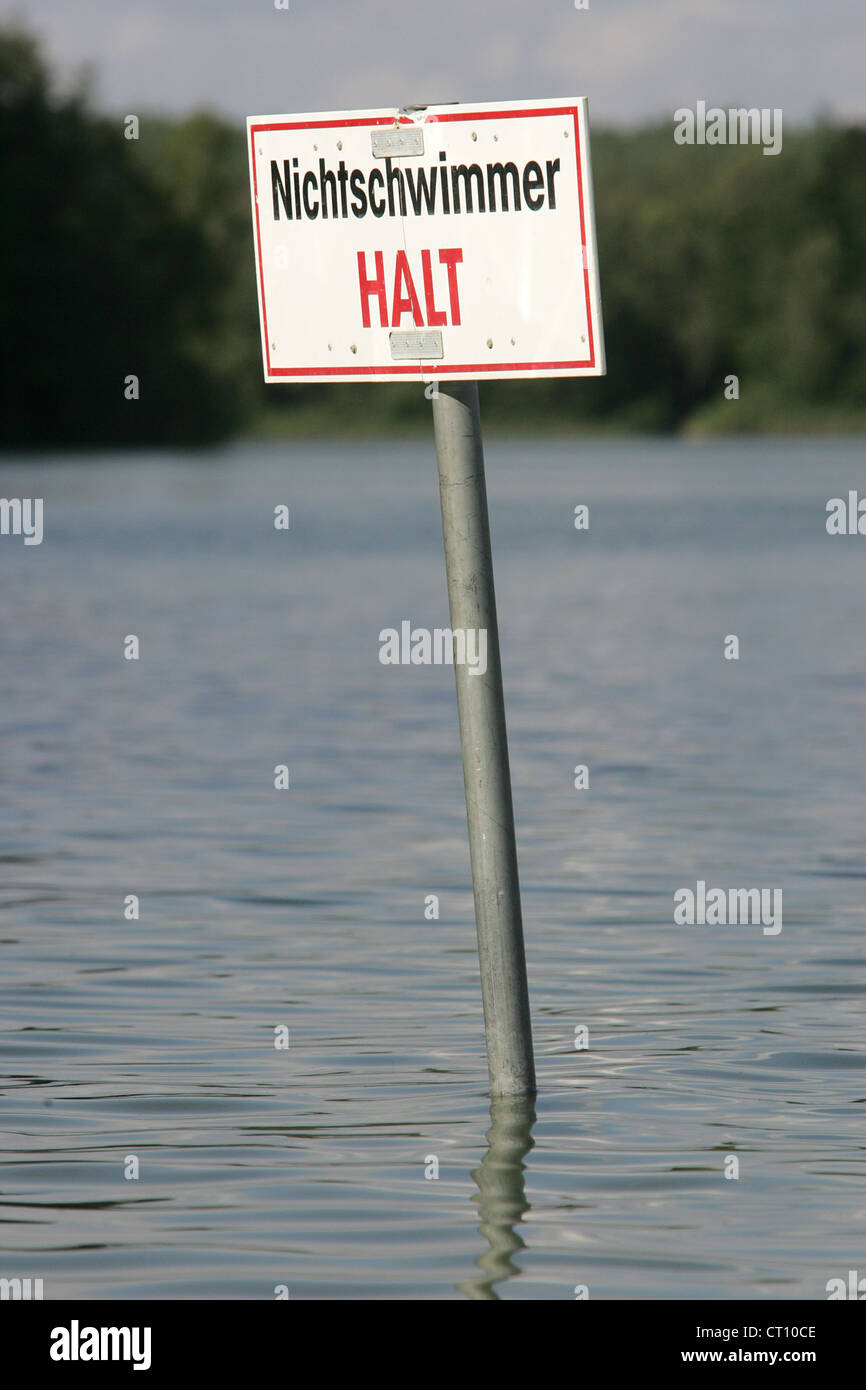 Boetzsee, Symbol Foto Warnhinweis für Nichtschwimmer Stockfoto