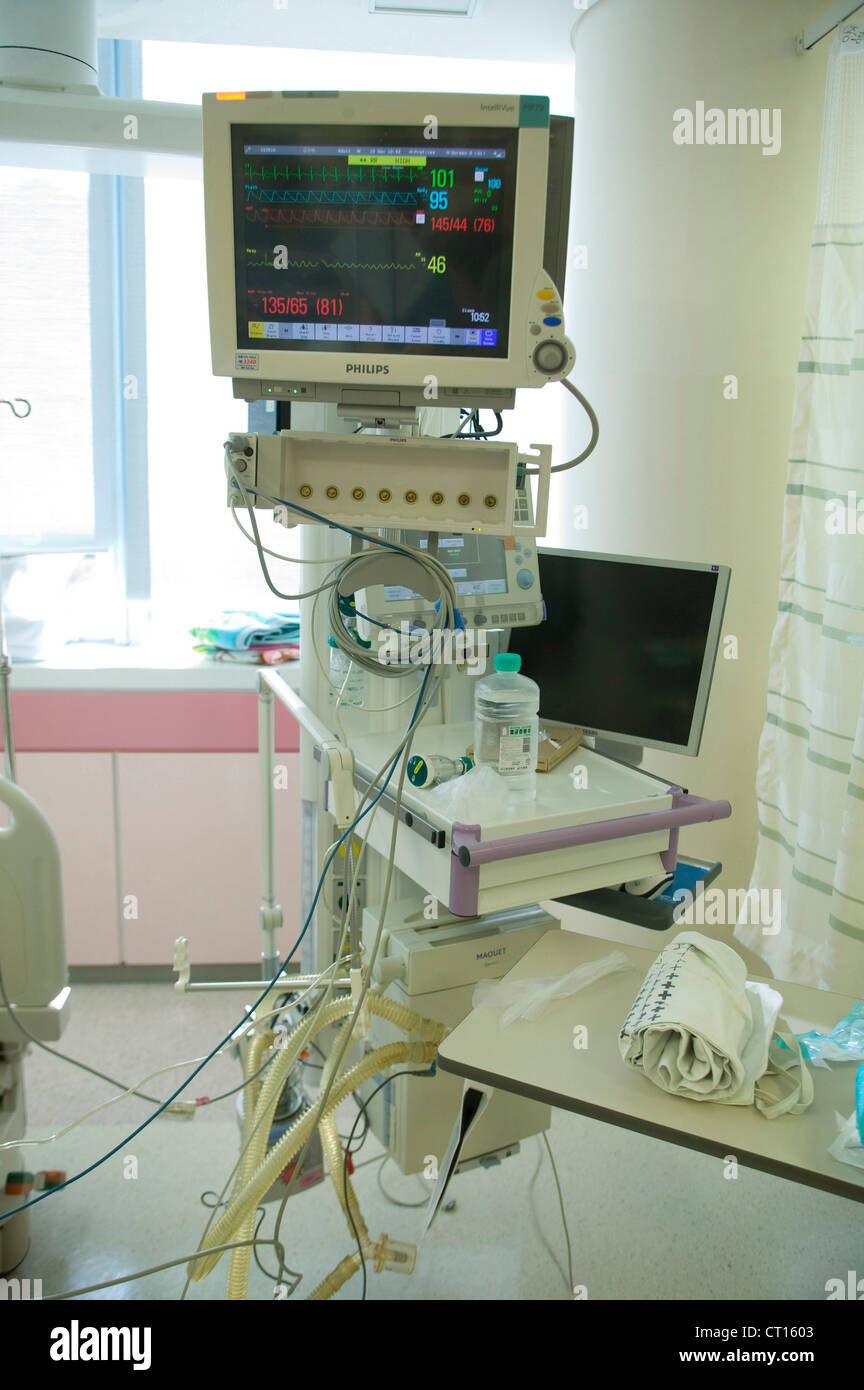 Ein Herz-Monitor Bildschirmgerät befindet sich in Samsung Medical Center, Südkorea. Stockfoto